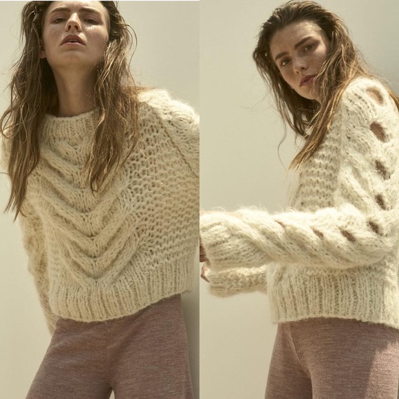 AYNI Revolve Jaqaru Hand Knitted Alpaca Cut Out Sweater In Ivory Cream Women XS - Picture 1 of 7